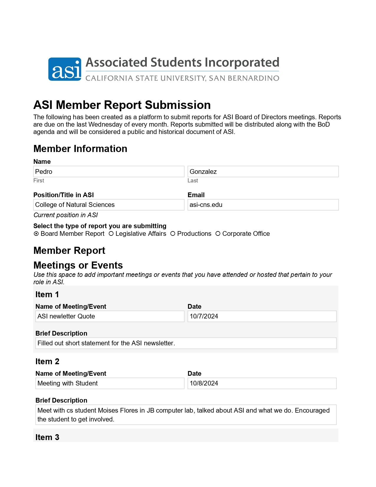 October Board report page 1
